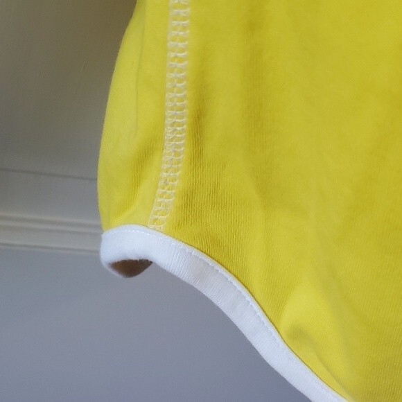 PETER MILLAR YELLOW WHITE QUARTER ZIP 100% COTTON TOP SIZE LARGE GOLF PREPPY - Picture 4 of 8